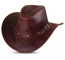 Shapeable Wide Brim Western Cowboy Hat for Unisex Genuine Leather Hats