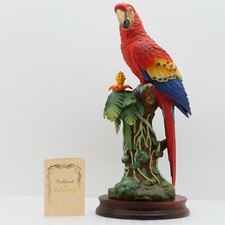 Napcoware SCARLET MACAW PARROT Porcelain Bird Figurine - Large 14 1/2