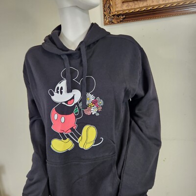 Disney Women's Size XXL Mickey Mouse Black Embroidered Flowers