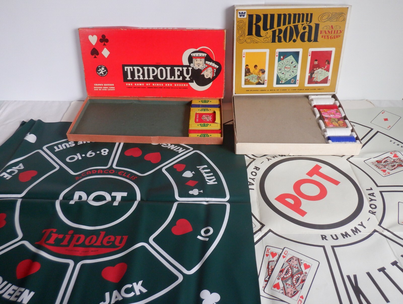 Vintage 1961 Cadaco Crown Edition Tripoley, 1965 Whitman Rummy Royal Card  Games | eBay