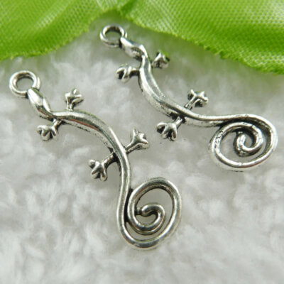 300 Pcs Tibet Silver Gecko Charms Pendant For Jewelry Making 29x11mm B476