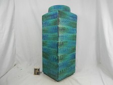 Beautiful 70's Bodo Mans Design Bay Pottery Vase 70 45 Dull Blue Glaze Variation