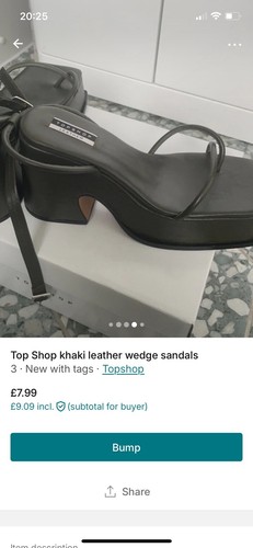 Top Shop khaki leather wedge sandals 3 - Picture 4 of 5