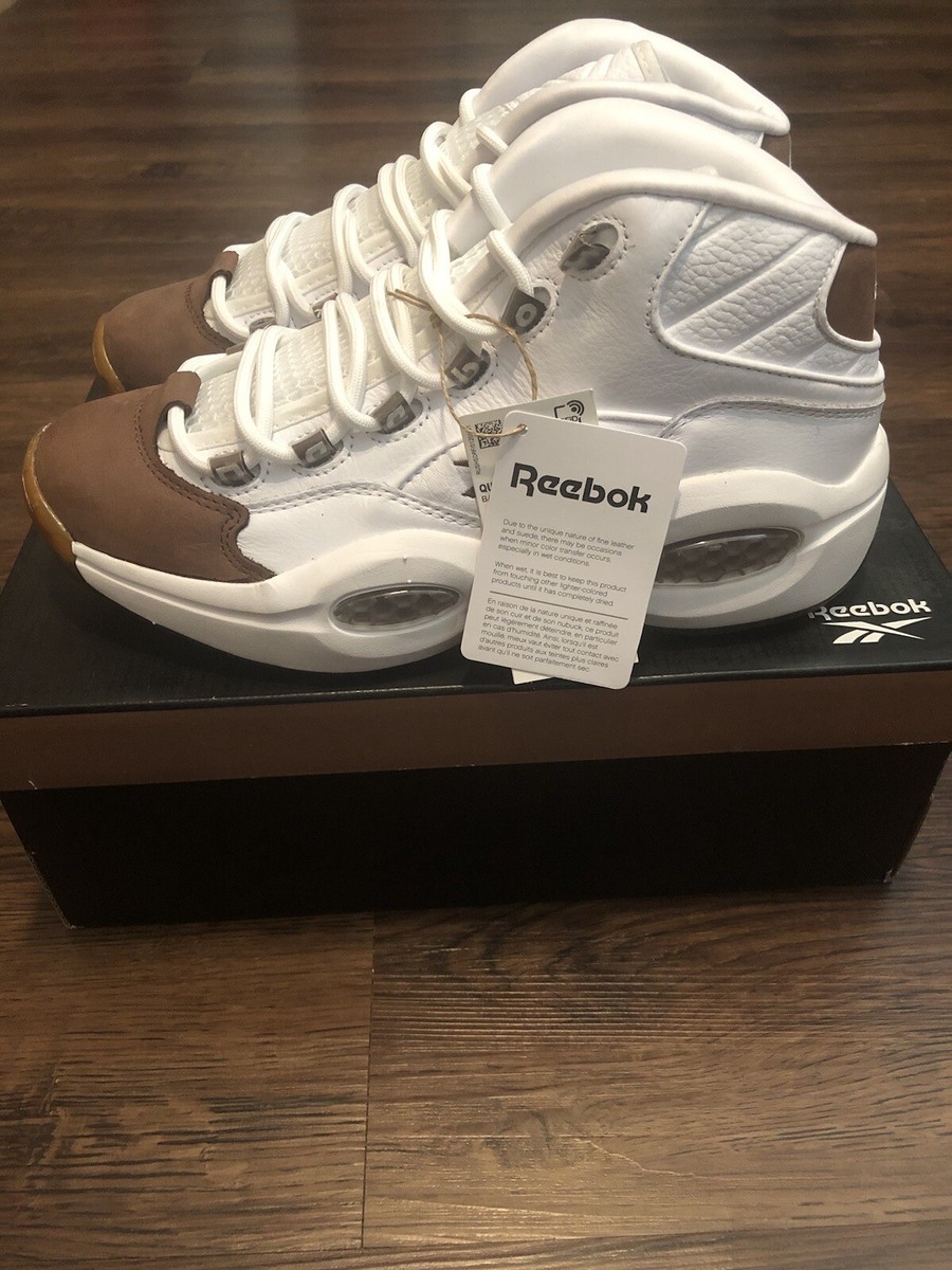 Reebok Question Mid Mocha Toe White Brown Men's Size 7.5 GX0241