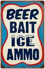 Vintage Retro Beer Bait Ice Ammo Metal Sign Unique Garage Shop Wall Decor RPC253