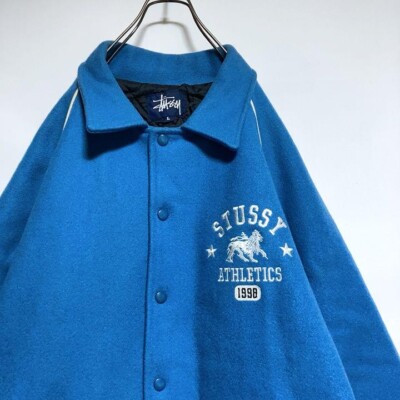 ジャケット・アウター 90s old stussy stadium jacket Stussy 90S 1998 USA Made Stadium Jacket Light Blue White