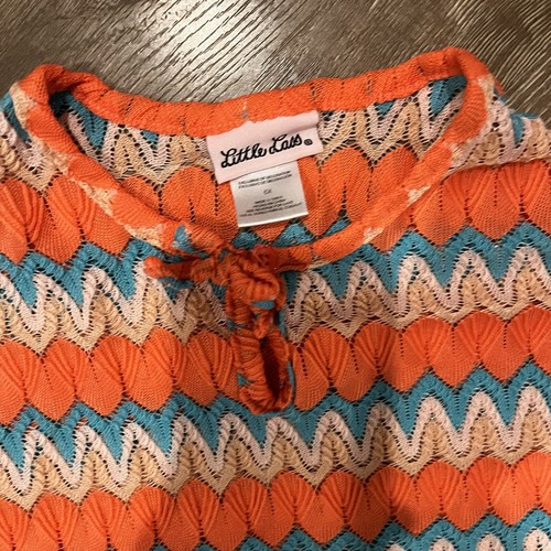 Little Lass Fair Isles Poncho Cape Girls 6 X Open Knit - Picture 2 of 4
