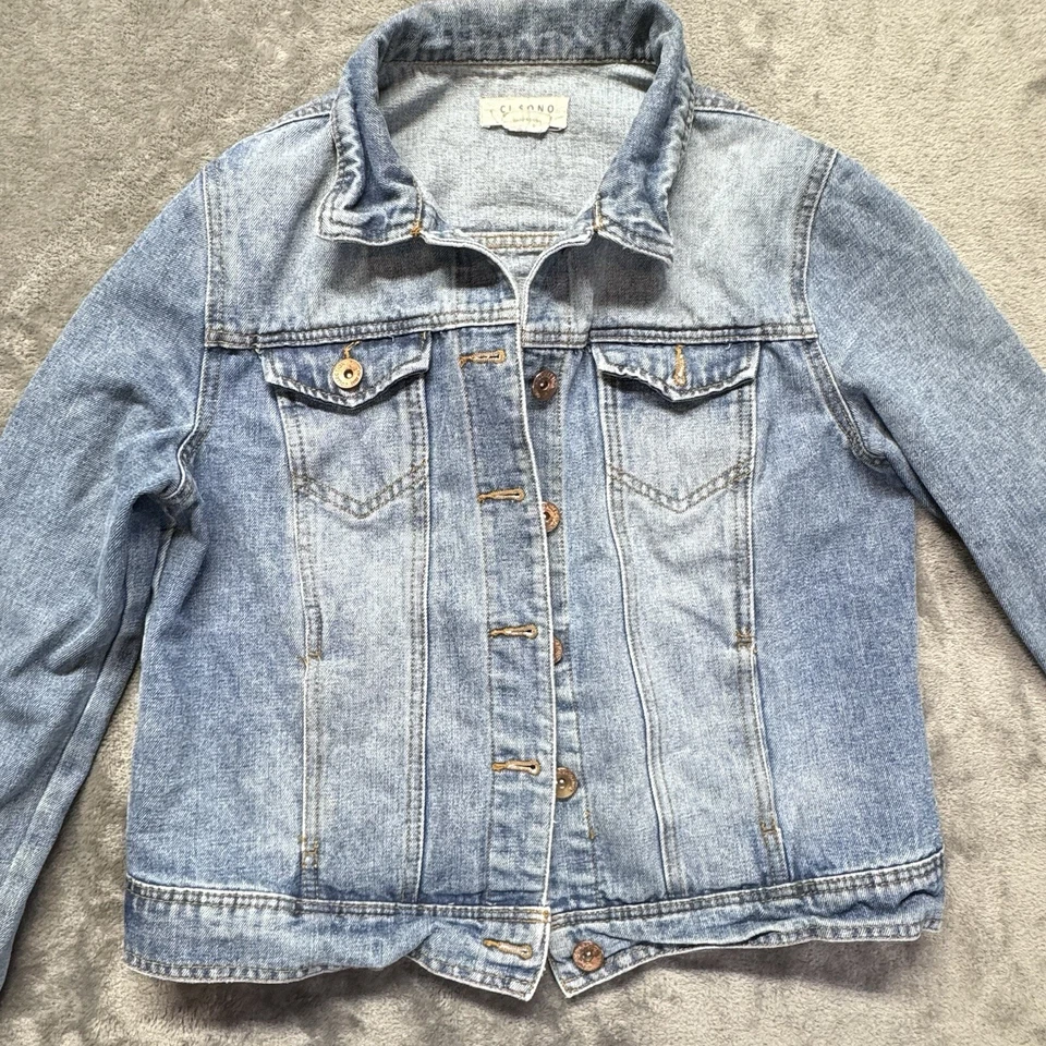 Women's Ci Sono Distressed Blue Denim Jean Jacket Size Large - Image 2 of 4