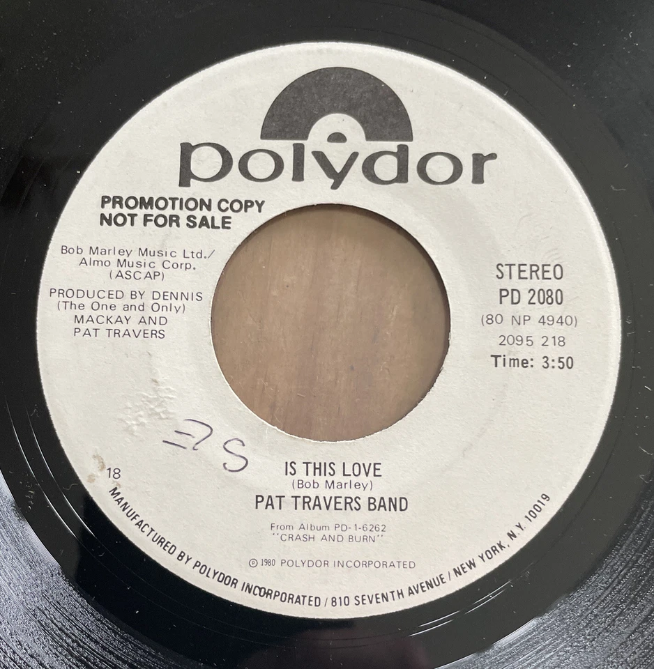  Pat Travers Band - Is This Love (Marley) RARE USA PROMO 7" Vinyl Single  - Image 3 of 3