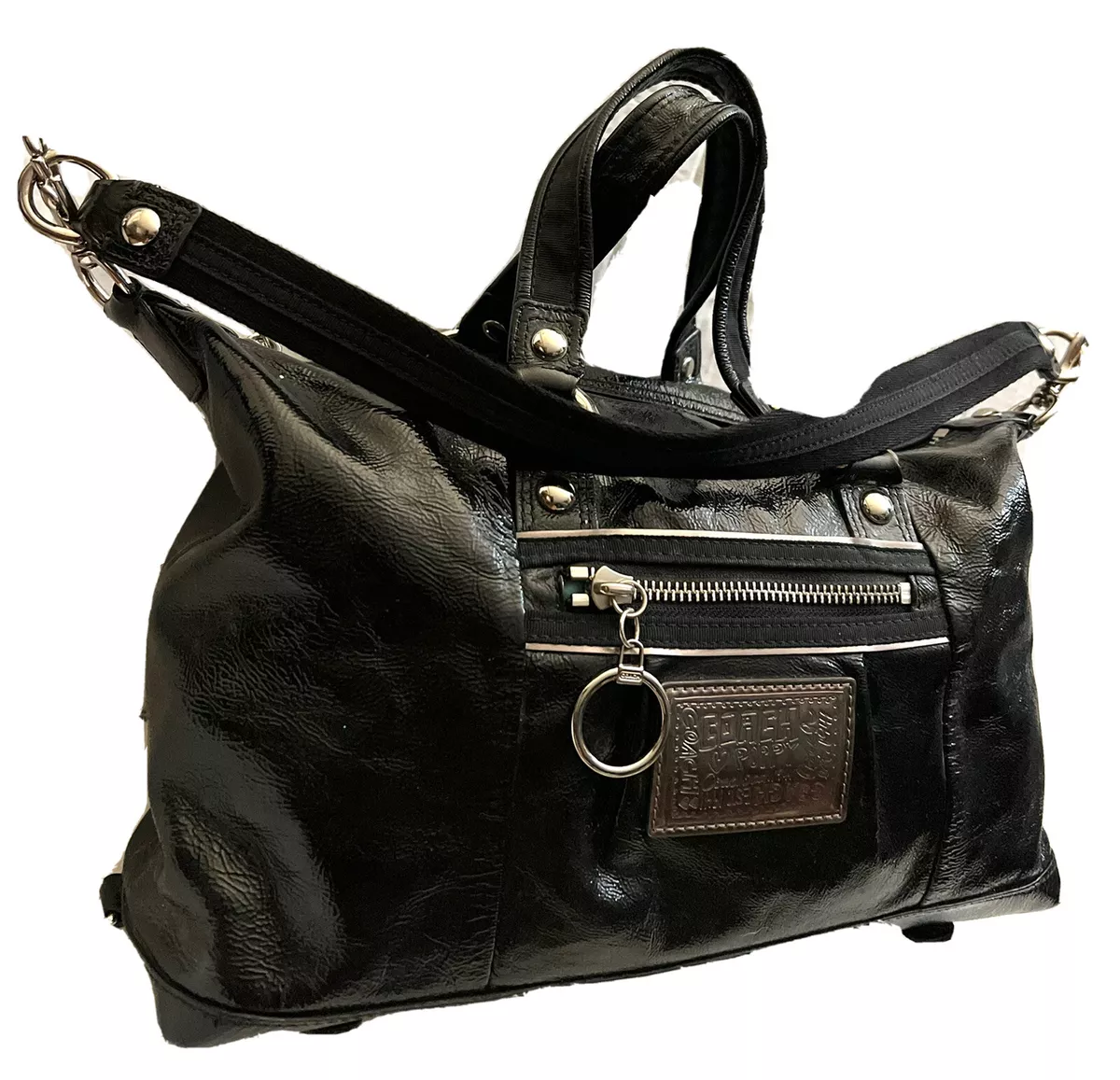 tas shoulder-bag Coach Black Poppy Patent Shoulder Bag | Tinkerlust