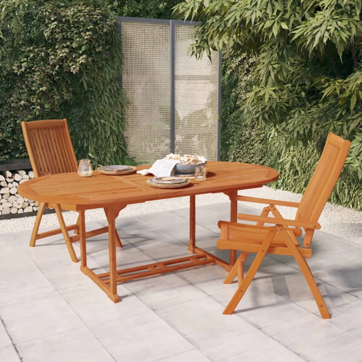 Folding Garden Chairs 2 pcs Solid Wood Eucalyptus C0Y5 eBay