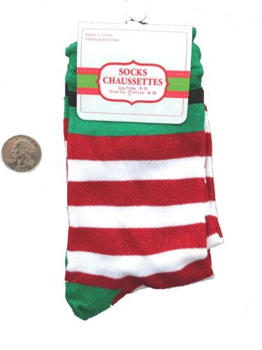 Funky Lolita GLITTER RED WHITE CANDY STRIPE CREW SOCKS Novelty Costume Accessory - Picture 1 of 4