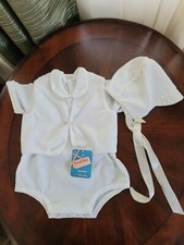 Vintage Carol Joy by Haddad Brother Dacron Infant Christening Outfit With Bonnet