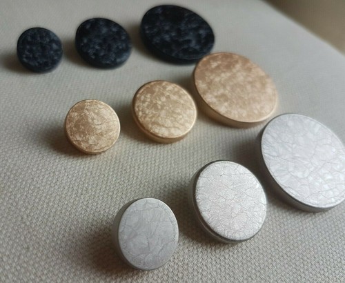 LUXURY METAL CRACKLE BUTTONS – GOLD, SILVER, BLACK, ROUND, 30MM, 20MM, 15MM, UK - Picture 2 of 30