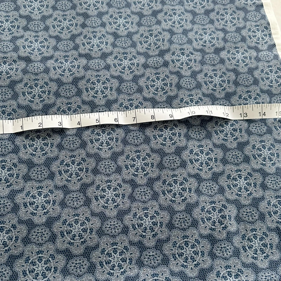 Cotton Fabric Blue Cowgirl Country Texas Star Lace Damask Toile FABRIC Quilt BTY - Image 4 of 4