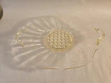 Vintage Lancaster Yellow Etched Depression Glass Handled Tidbit Dish