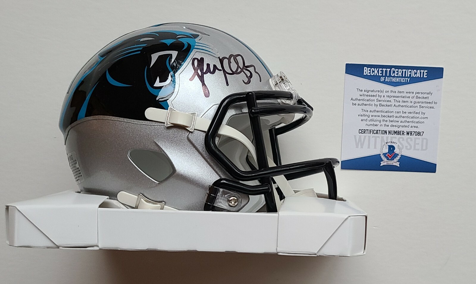Luke Kuechly Autographed Signed Carolina Panthers Auto Speed Mini Helmet BAS Witnessed COA 