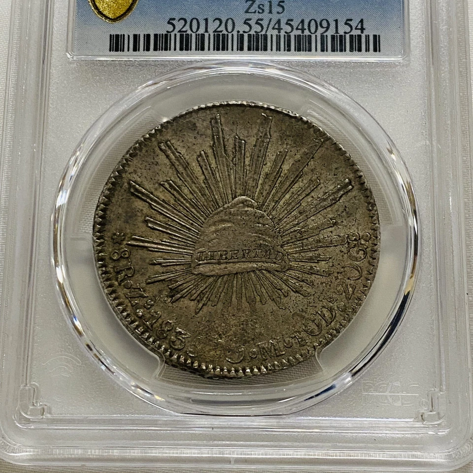 1835ZS OM México 8R Reales PCGS AU55 Alto Grado Raro Foto 2 de 4