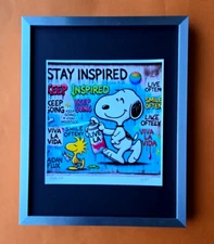 AIDAN FLUX | Hand Signed Authentic Print Framed SNOOPY IS HAPPY COA