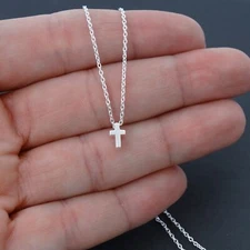 Tiny Cross Necklace - 925 Sterling Silver - Cross Necklace Faith Religion 