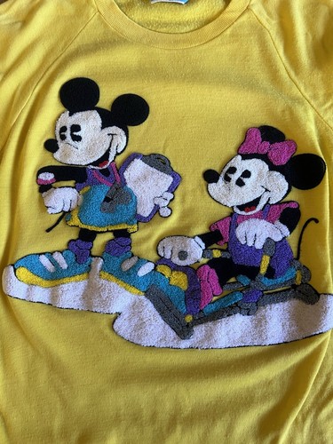 VTG SUNDAY COMICS Disney Exercise Mickey Minnie Crewneck Sweatshirt 80s M/L - Picture 2 of 8