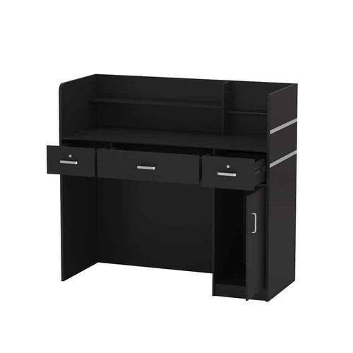 47.2 in. Rectangle Black Wood Writing Desk Reception Desk Executive Computer Wor