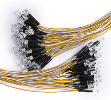 100pcs 5mm Pre-Wired 12V Warm White LED Diodes for DIY Projects