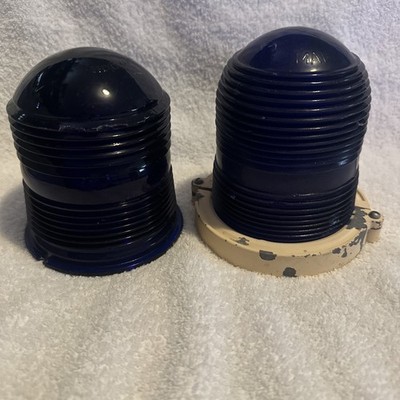 2 Kopp Cobalt Blue Airport Runway Glass Globe Markers Light Cover Lens