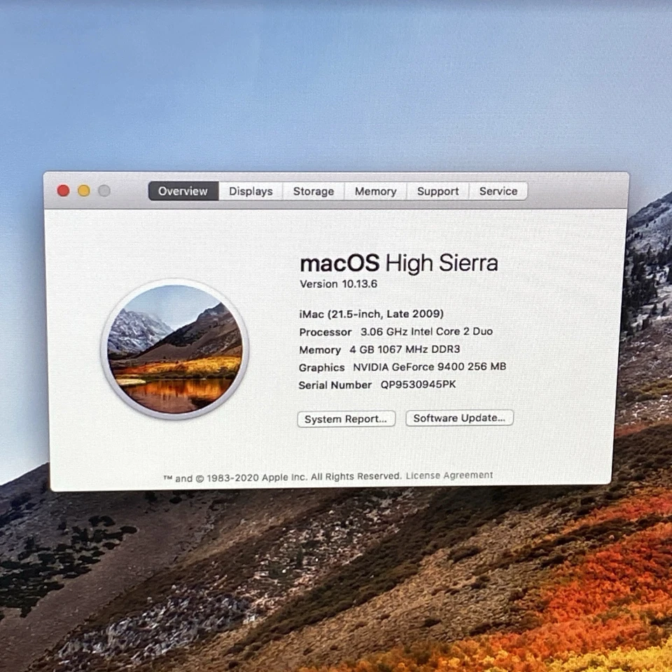 Apple A1311 iMac 2009 21.5" 2.5GHz Intel Core 2 Duo 4GB RAM 500GB HDD os10.13.6 - Image 2 of 4