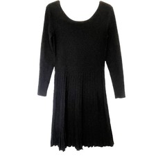 Tory Burch Black Thea Dress Women's Size Medium Ribbed Knit Flattering LBD