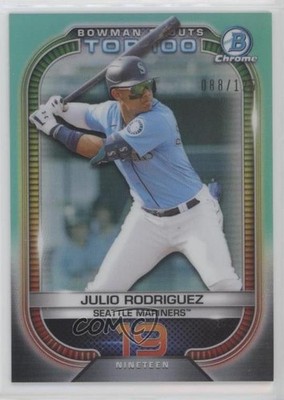 2021 Bowman Scouts Top 100 Aqua Refractor 88/125 Julio Rodriguez #BTP-19 uk2