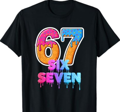 Six Seven Ice Cream Drip Gen Alpha Slang 6 7 Trending Meme T-Shirt