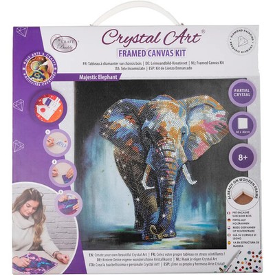 Crystal Art Leinwandbild Majestic Elephant 30x30 cm