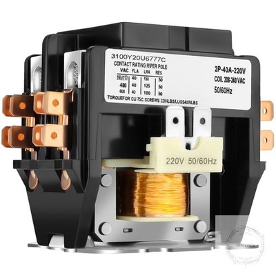 2 Pole Air Conditioner Contactor 40 Amp 220V Coil,AC Definite Purpose Contactor