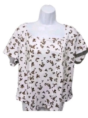 NWT Ultra Flirt Floral Babydoll Top Blouse Womens 3X Square Neck Classic  #4500