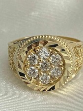 14k Yellow Gold Finish 2Ct Round Cut Lab-Created Diamond Cluster Men's Gift Ring
