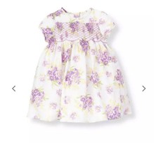 Janie  Jack Girls' 3-6 Month Pansy Hand Smocked Floral Dress Purple Yellow