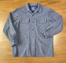 Vintage Pendleton Board Shirt Men Medium Gray 100 Virgin Wool Shacket Washable