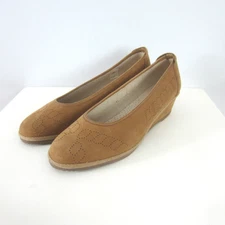 LILVIA Vera Pelle Womens US 8 EU 39 Caramel Brown Nubuck Leather Wedge Heels