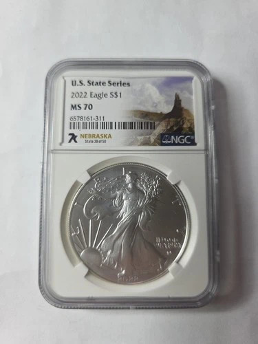 2022 7K Metals U.S. State Series American Silver Eagle NGC MS70 - Nebraska