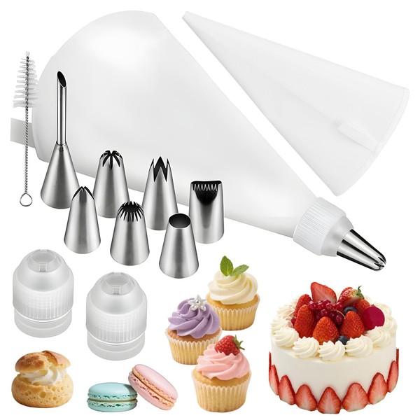 Spritzbeutel Set Edelstahl TüLlen Wiederverwendbar SpüLmaschinenfest 35Cm 12Tlg-image