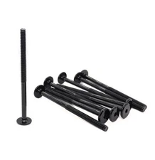 M6-1.0mm x 80mm Joint Connecting Bolts 10 Pack Black Half Thread Furniture
