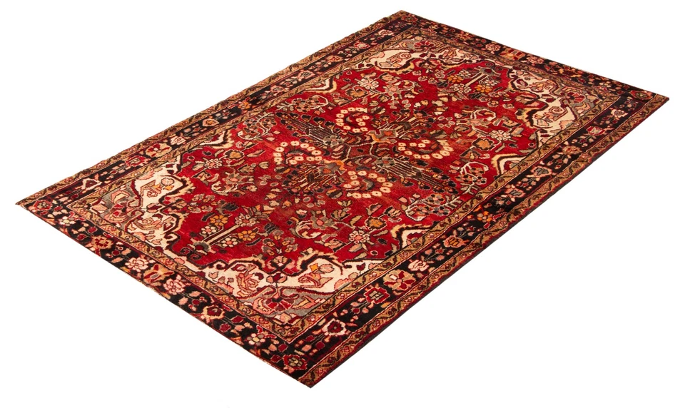 Tapete de área tradicional vintage oriental feito à mão 4'7" x 7'5" lã - Imagem 4 de 4
