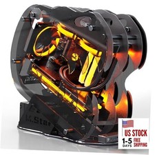  Upgraded Open-Frame Mid-Tower Micro-ATX/Mini-ITX Gaming PC Case, Black