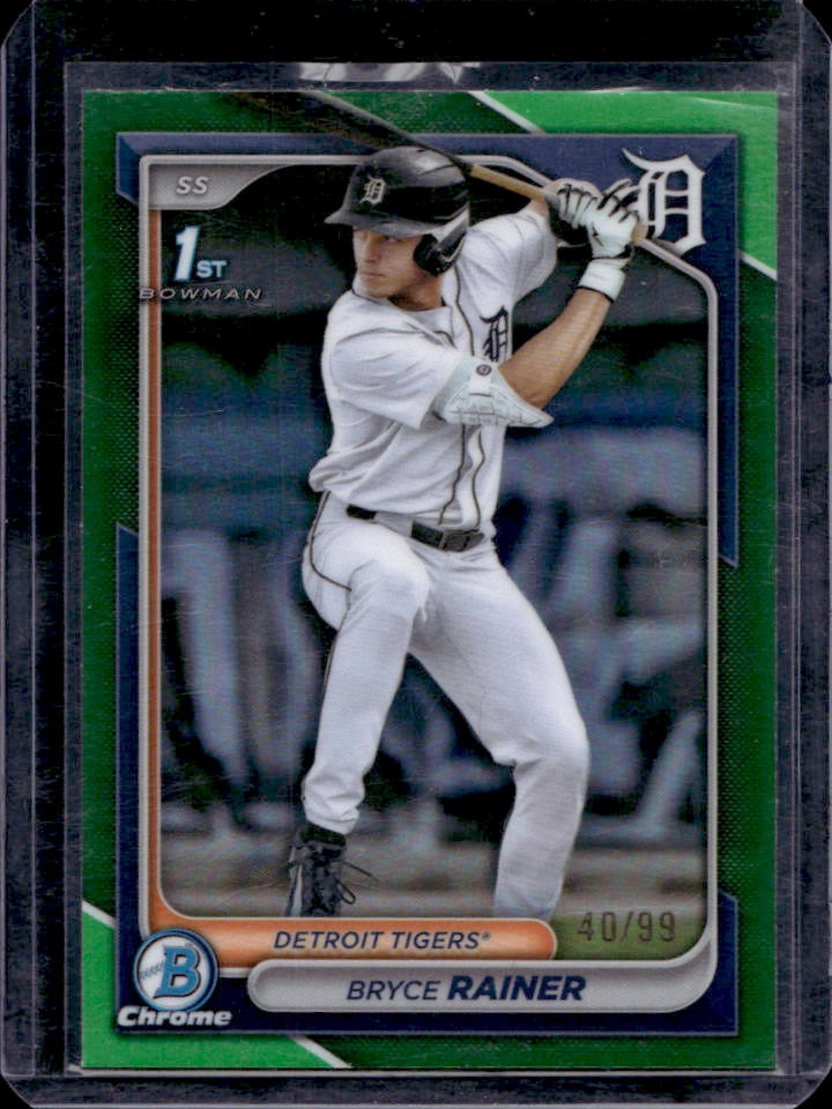 2024 Bowman Draft Bryce Rainer Chrome Green Refractor 1st #/99 Tigers