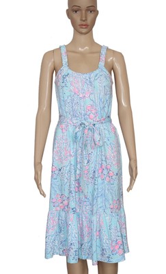 Lilly Pulitzer Collins Tank Dress Multi Printed Ruched Sleeveless Belt New XS