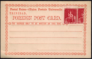 Trinidad 1880 SG 101a 1 1/2d Red Whole & Bisect Left on Postcard GEM VERY RARE
