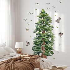 Wall Decals Watercolor Tree Wall Stickers, Peel and Stick Wall Large Pine Tree