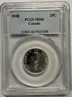 1948 Canada Twenty Five Cent 25C - PCGS MS66  A2