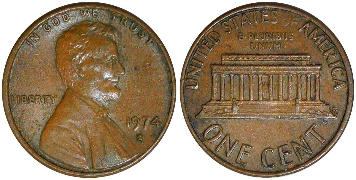 Mint error 1974 D Lincoln penny cent missing 'OF' in 'UNITED